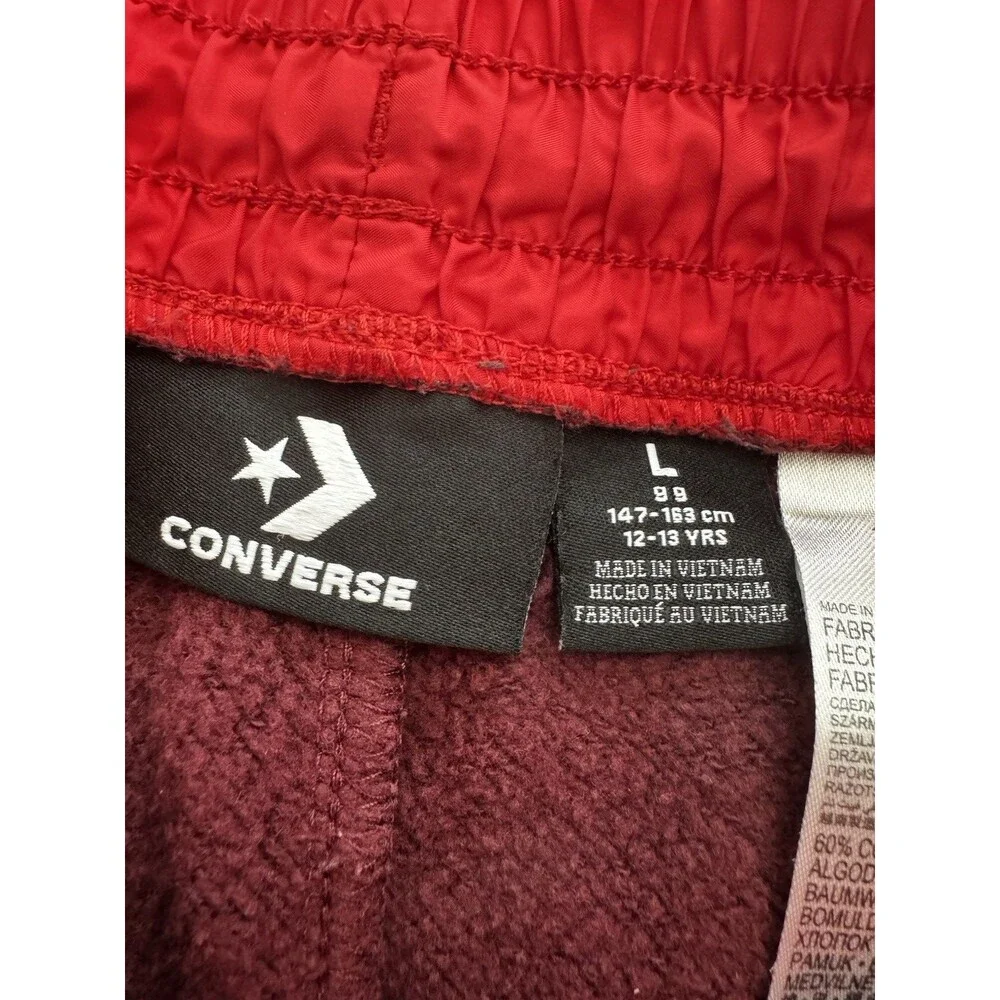 Converse Kids Joggers Size Large Maroon Red Sweatpants Logo on Leg